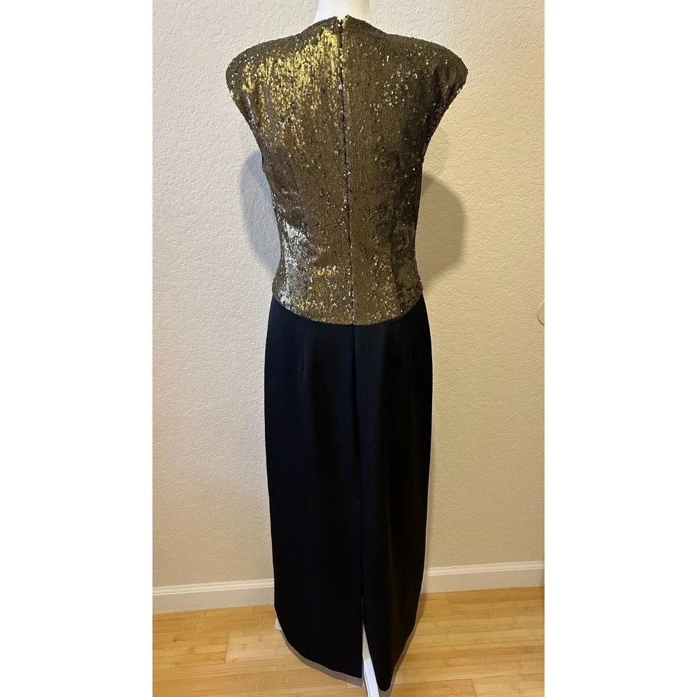 Ted Baker London Langley Gown Maxi Dress Size 2 Black Gold Sequins Holiday HOCO - Picture 7 of 11